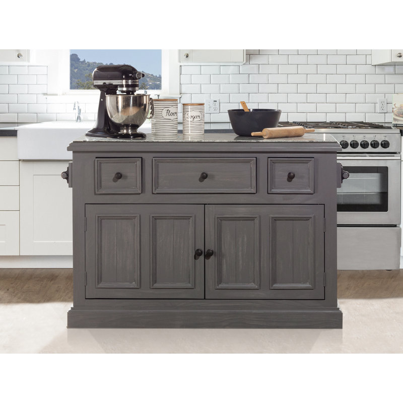 Three Posts™ Eloy Kitchen Island with Granite Top & Reviews Wayfair